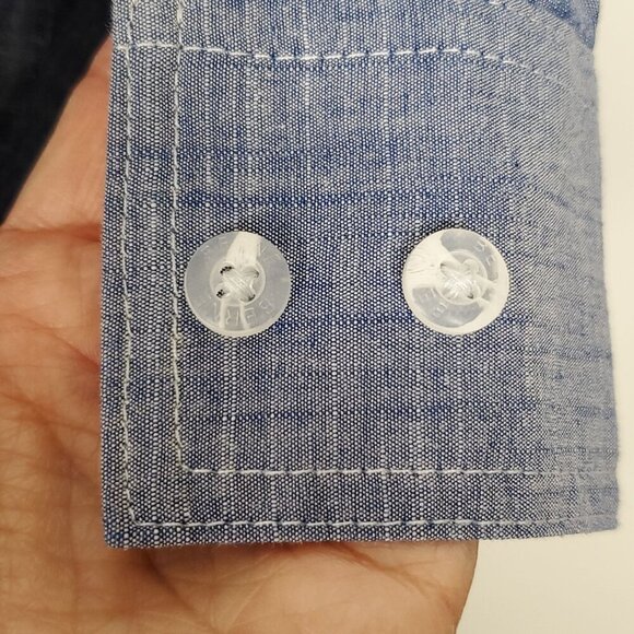 Berne Mens Button Down Workwear Denim Shirt 2XL Chambray Blue Casual Workwear - Picture 8 of 12